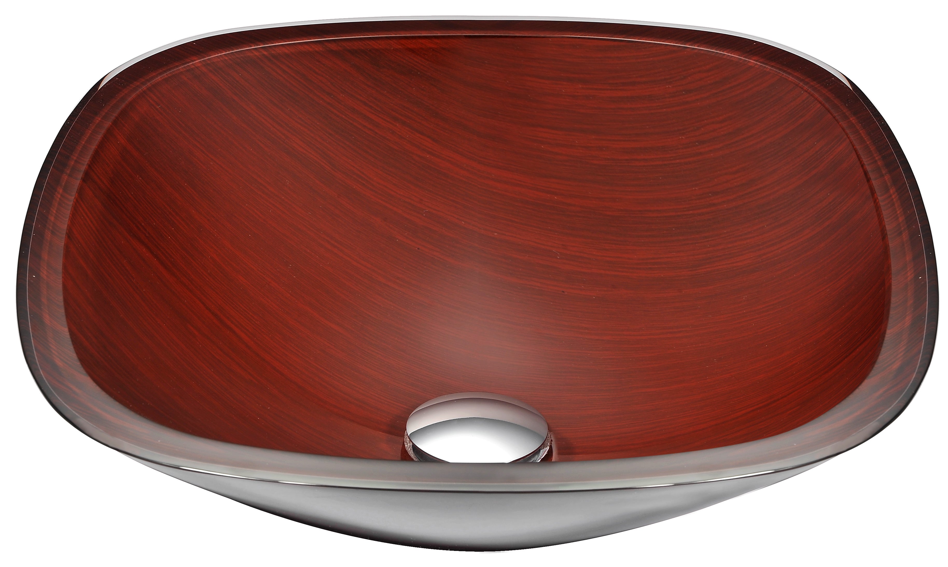 Cansa Series Deco-Glass Vessel Sink in Rich Timber