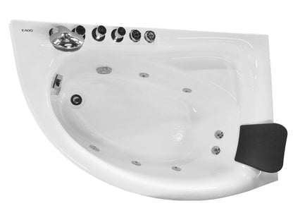 EAGO AM161-L  5' Single Person Corner White Acrylic Whirlpool Bath Tub - Drain on Left