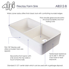 Load image into Gallery viewer, ALFI brand AB512-B Biscuit 32&quot; Double Bowl Lip Apron Fireclay Farmhouse Kitchen Sink with 1 3/4&quot; Lip