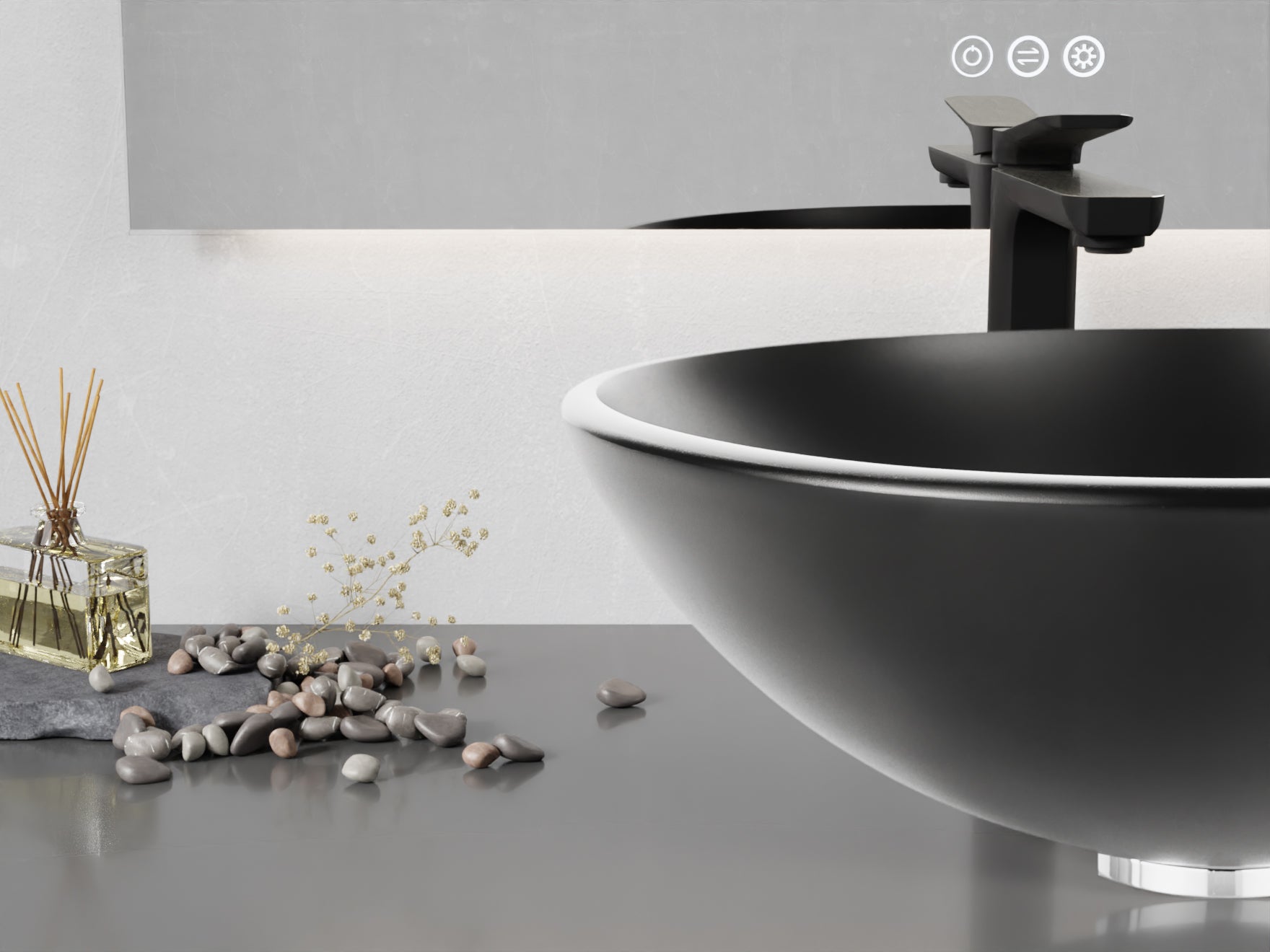 Amalfi Round Glass Vessel Bathroom Sink with Matte Black Finish