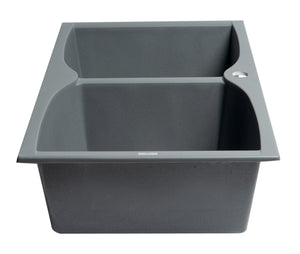 ALFI brand AB3220DI-T Titanium 32" Drop-In Double Bowl Granite Composite Kitchen Sink