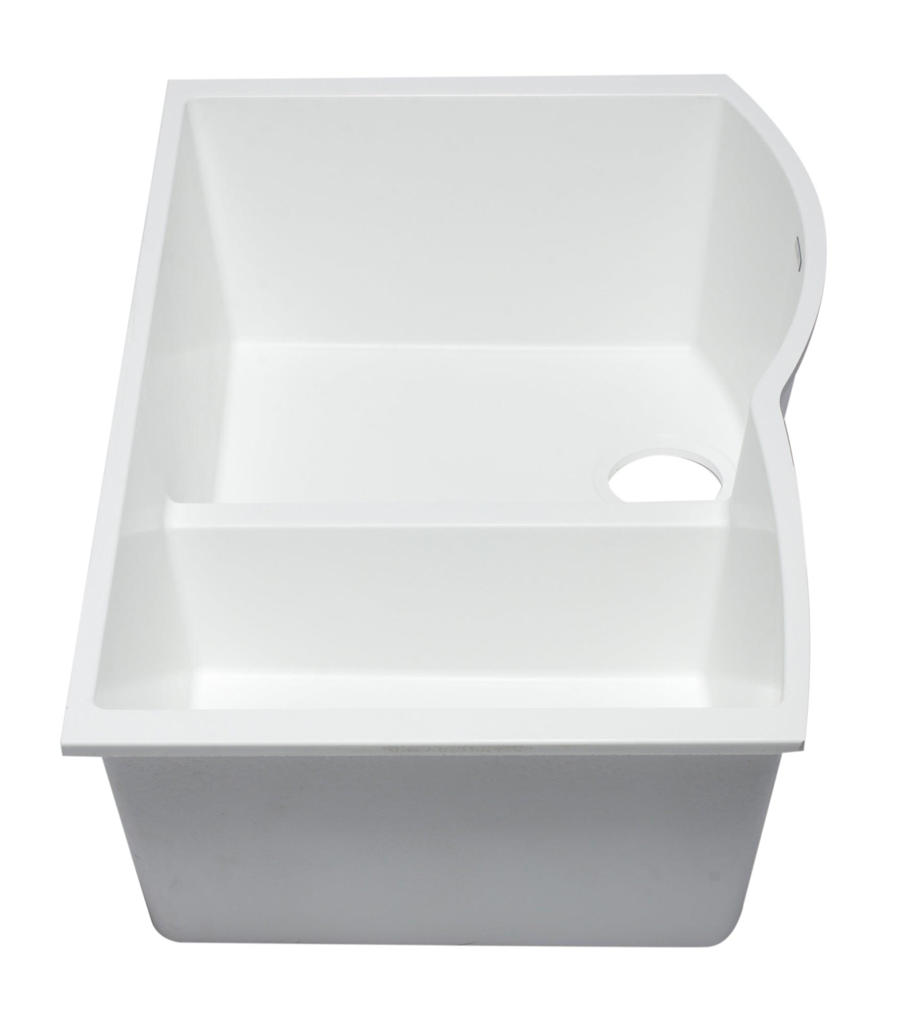 ALFI brand AB3320UM-W White 33" Double Bowl Undermount Granite Composite Kitchen Sink