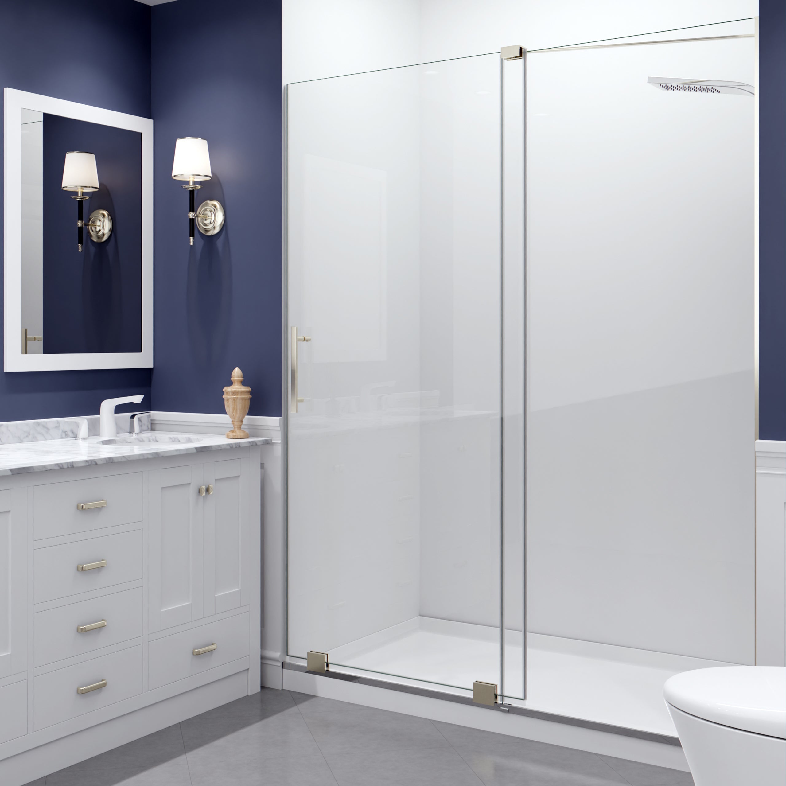 Longboat Series 60 in. x 76 in. Semi-Frameless Shower Door with TSUNAMI GUARD