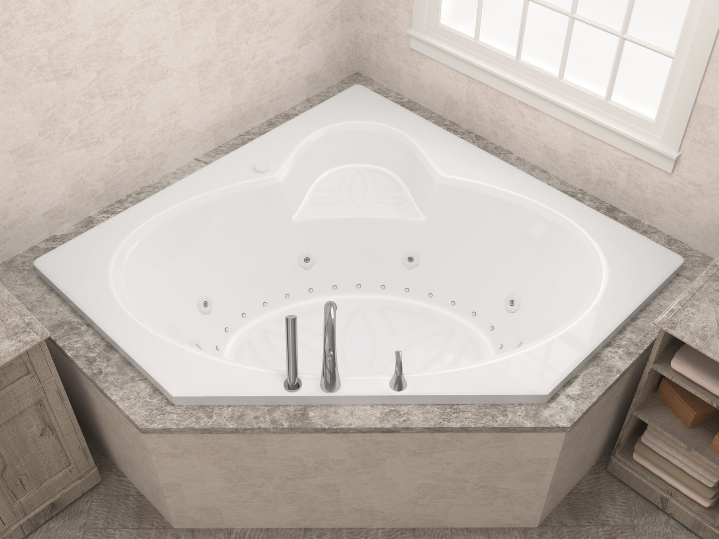 Atlantis Whirlpools Sublime 60 x 60 Corner Air & Whirlpool Jetted Bathtub