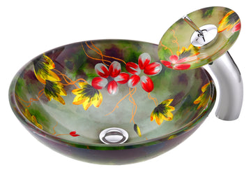 Impasto Series Vessel Sink in Hand Painted Mural