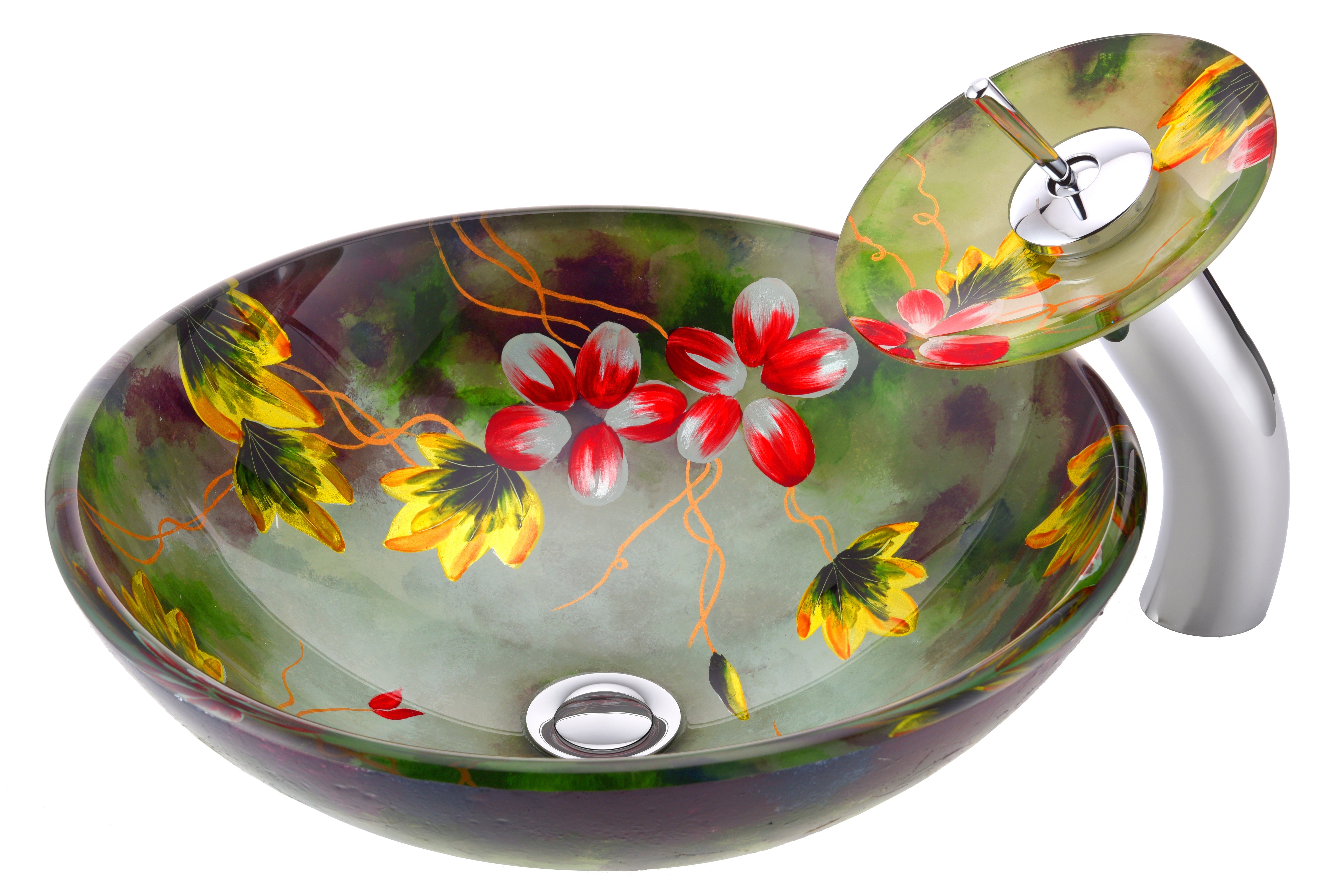 Impasto Series Vessel Sink in Hand Painted Mural