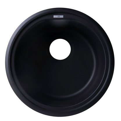 ALFI brand AB1717DI-BLA Black 17" Drop-In Round Granite Composite Kitchen Prep Sink