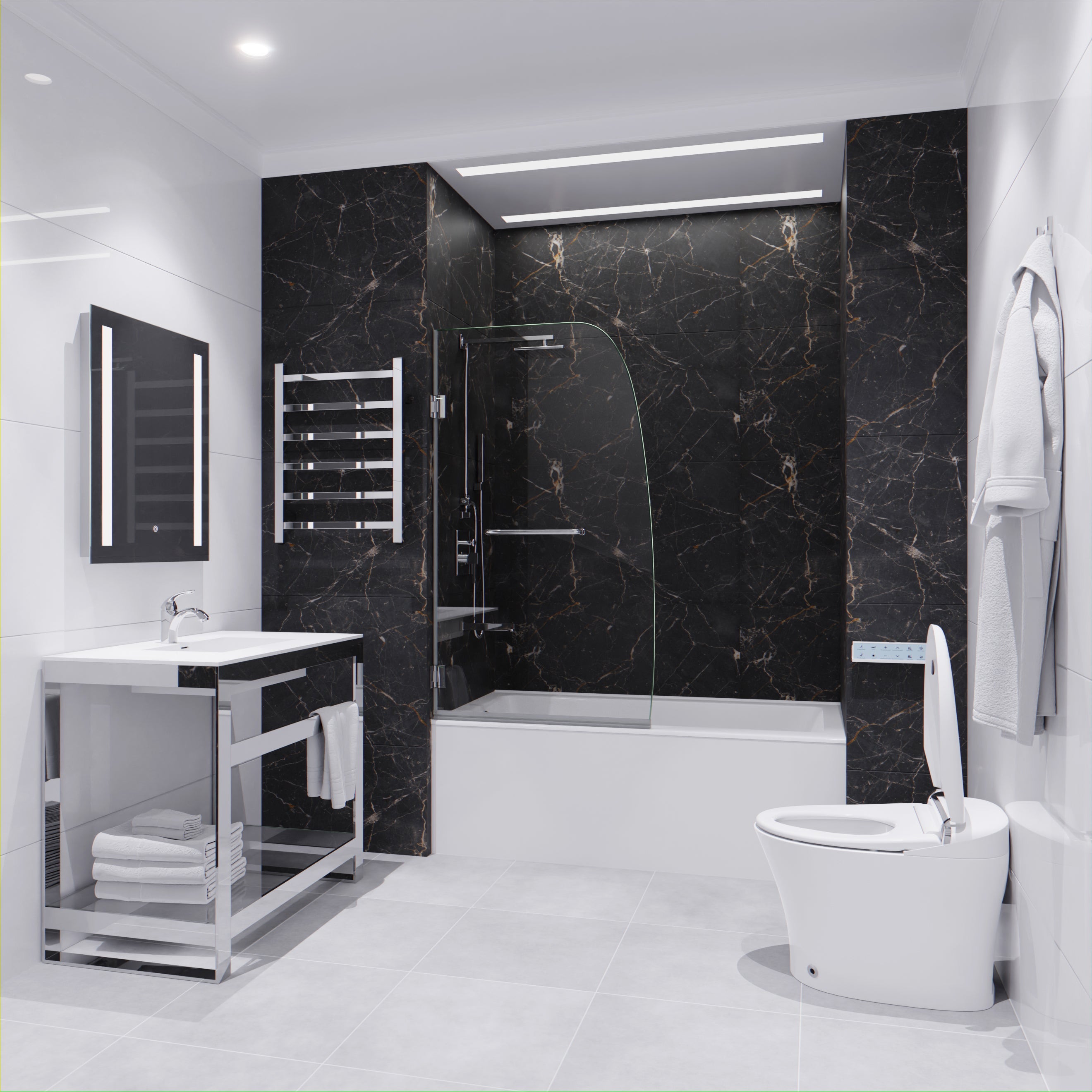 Grand Series 34 in. by 58 in. Frameless Hinged Tub Door