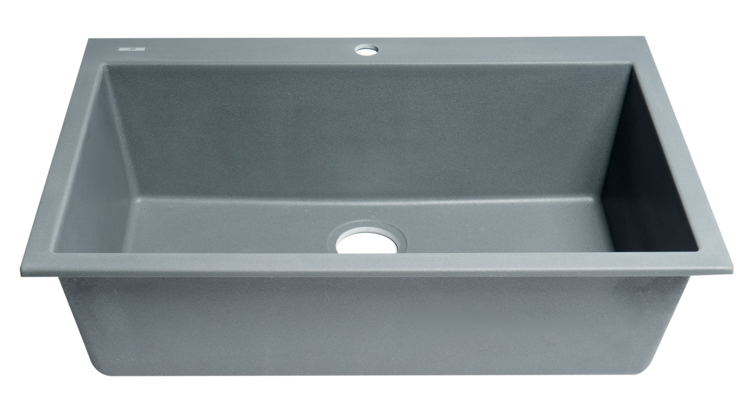 ALFI brand AB3322DI-T Titanium 33" Single Bowl Drop In Granite Composite Kitchen Sink