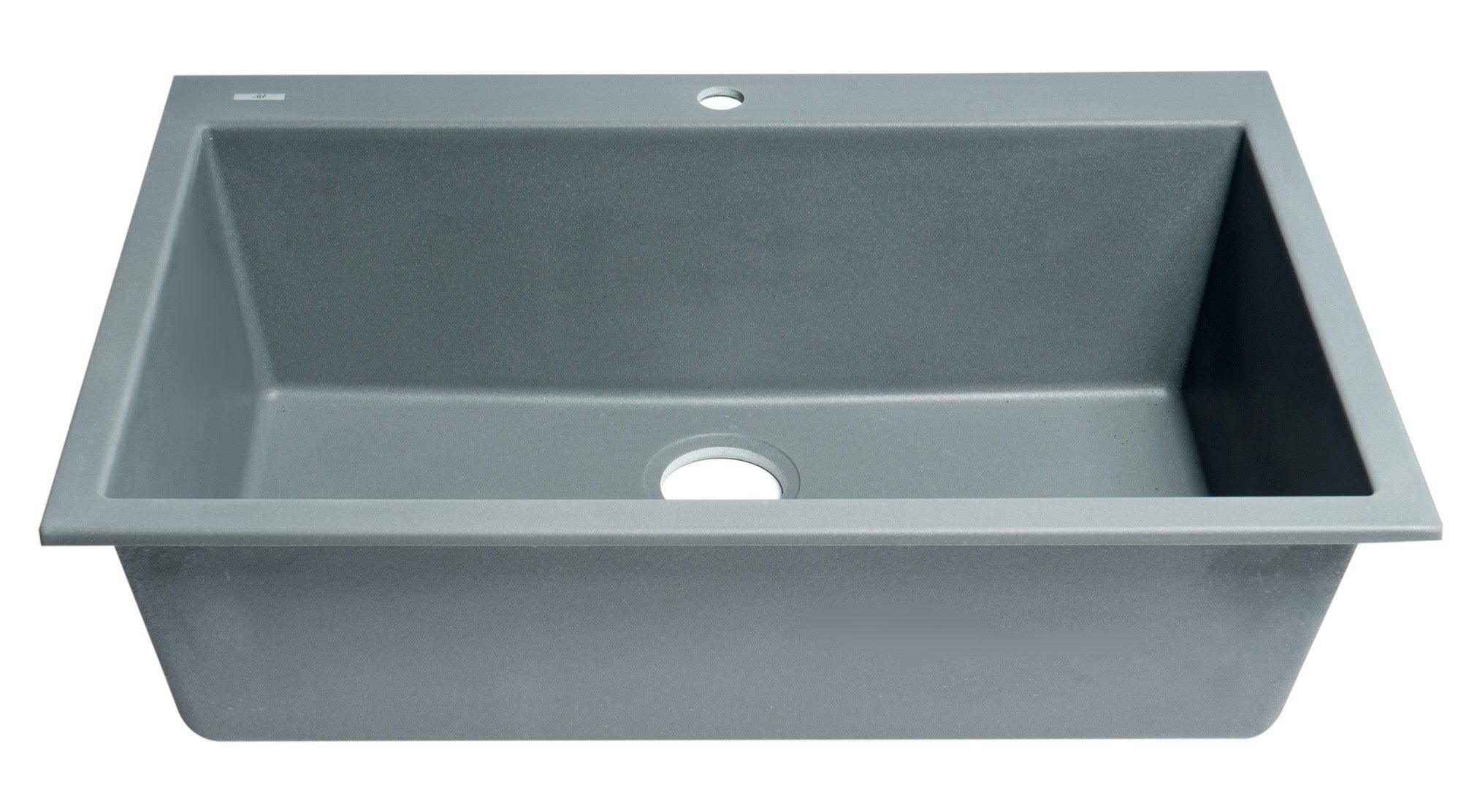 ALFI brand AB3322DI-T Titanium 33" Single Bowl Drop In Granite Composite Kitchen Sink