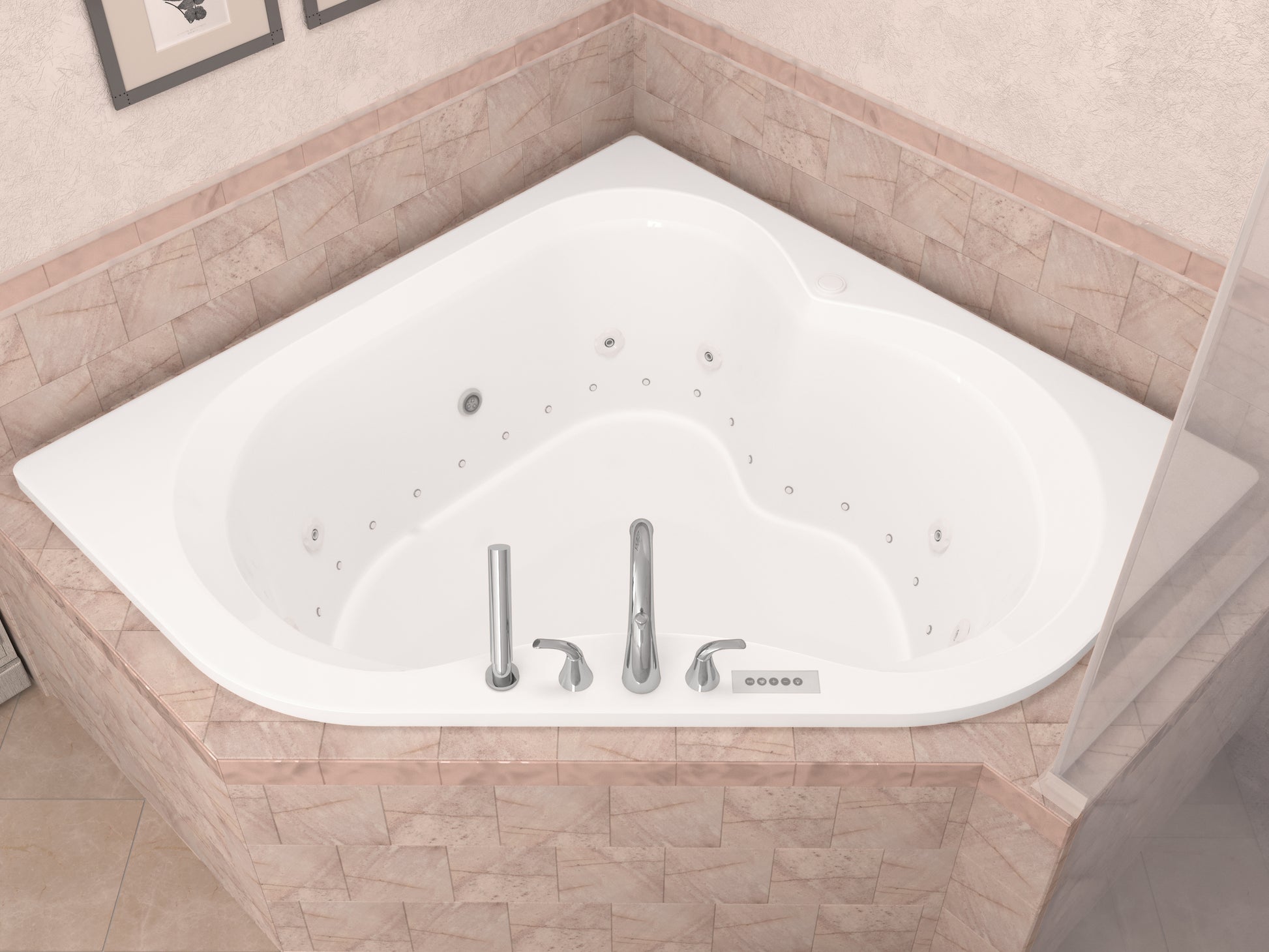 Atlantis Whirlpools Cascade Deluxe Series 61.5 x 83.5in. Air and Whirlpool Jetted corner installation Bathtub in White