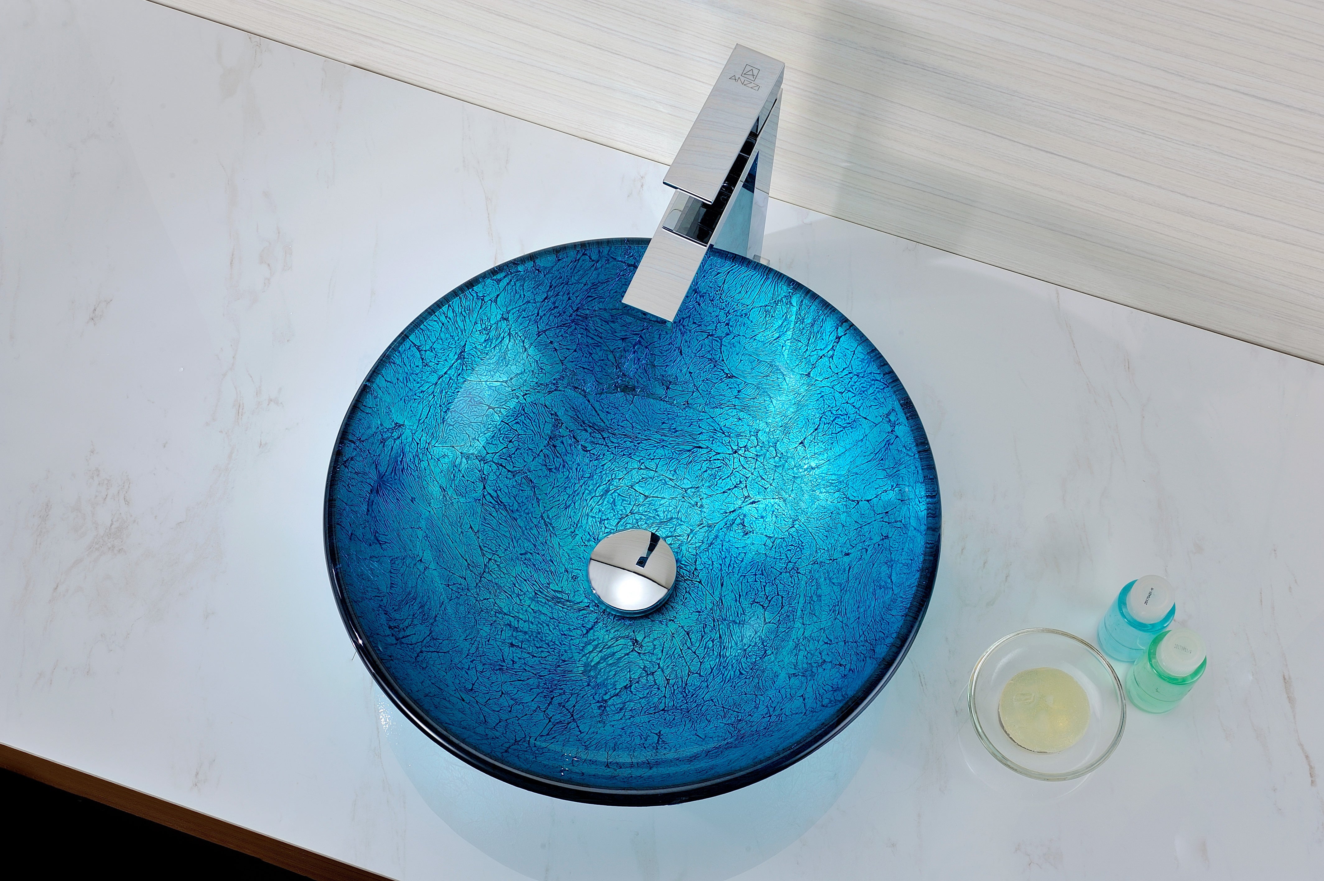 Accent Series Deco-Glass Vessel Sink in Blue Ice