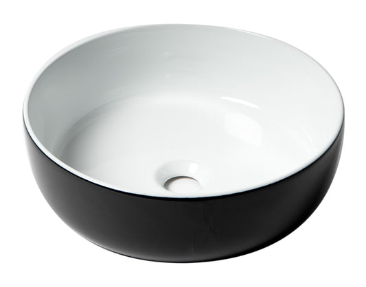 ALFI brand ABC908 Black & White 15" Round Above Mount Ceramic Sink