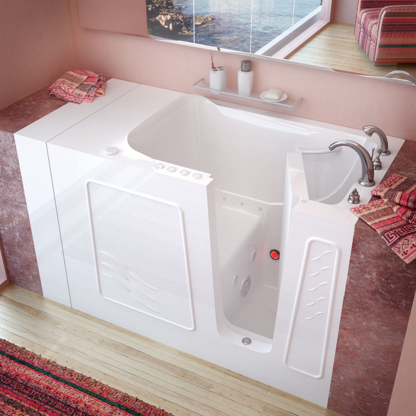 MediTub Walk-In 30 x 53 Right Drain Whirlpool & Air Jetted Walk-In Bathtub White