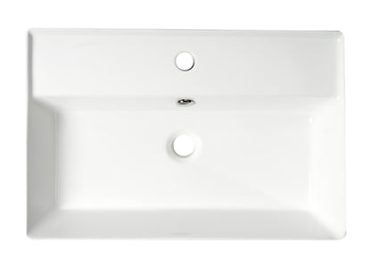 ALFI brand ABC901-W White 24" Modern Rectangular Above Mount Ceramic Sink with Faucet Hole