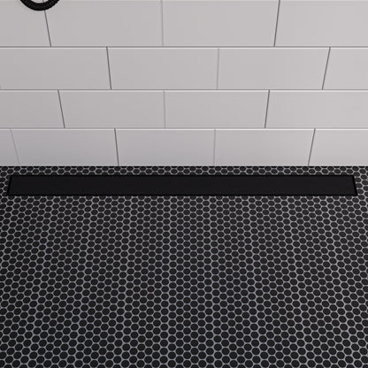 ALFI brand ABLD36B-BM 36" Black Matte Stainless Steel Linear Shower Drain with Solid Cover