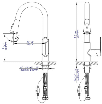 ALFI brand ABKF3480-PC Polished Chrome Gooseneck Pull Down Kitchen Faucet