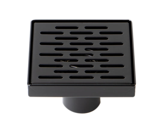 ALFI brand ABSD55C-BM 5" x 5" Black Matte Square Stainless Steel Shower Drain with Groove Holes