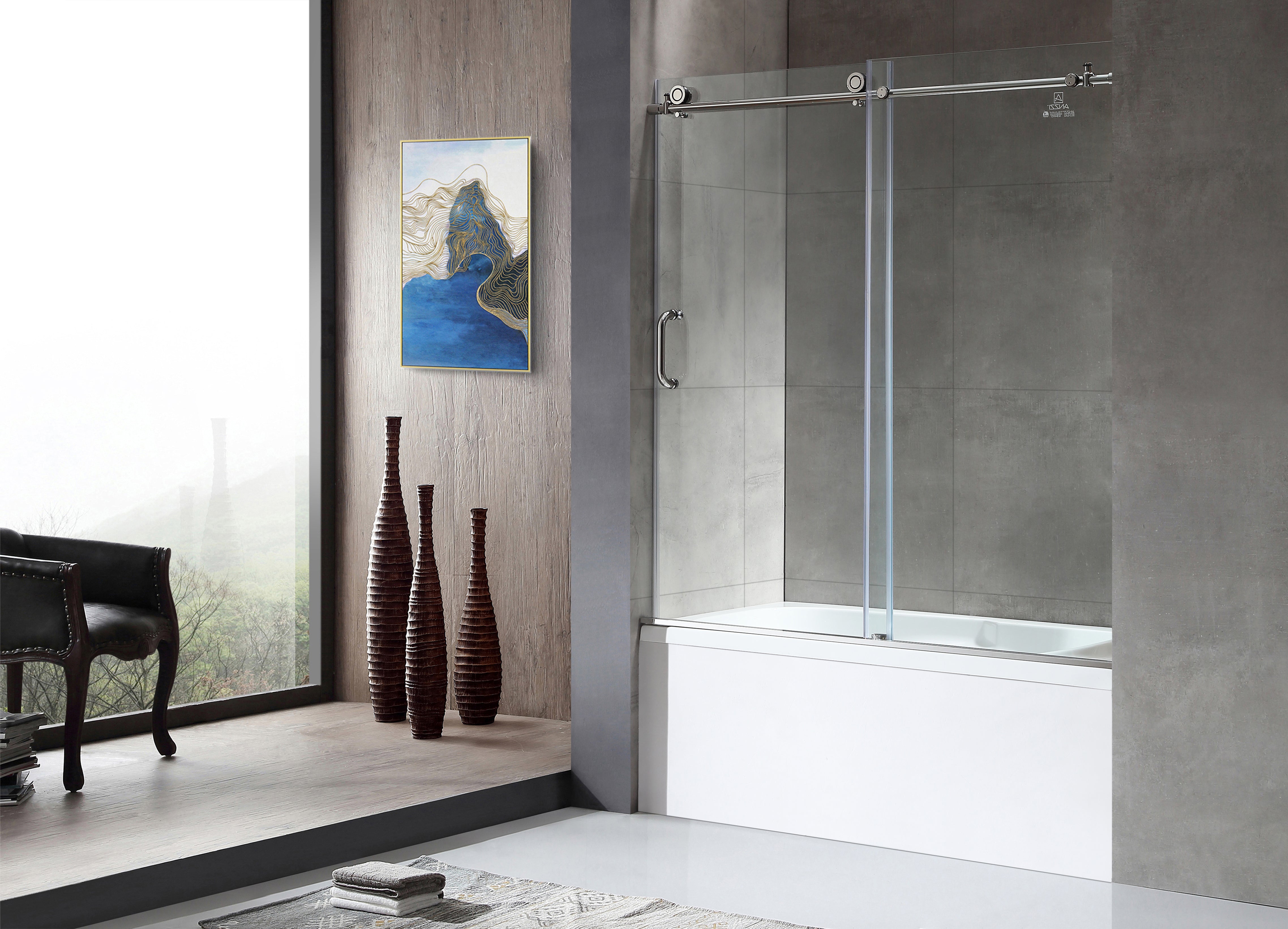 Don Series 60 in. x 62 in. Frameless Sliding Tub Door