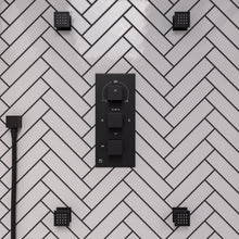 Load image into Gallery viewer, ALFI brand AB2801-BM Black Matte 3-Way Thermostatic Valve Shower Mixer Square Knobs