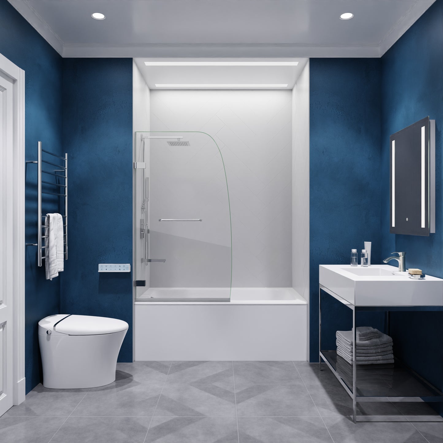 Grand Series 31.5 in. by 56 in. Frameless Hinged Tub Door