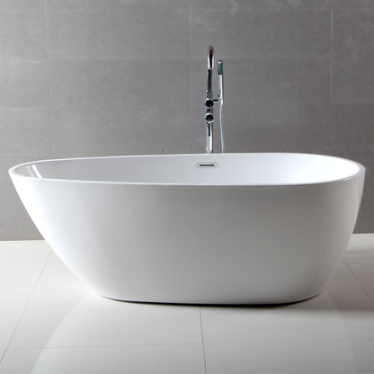 ALFI brand AB8861 59 inch White Oval Acrylic Free Standing Soaking Bathtub