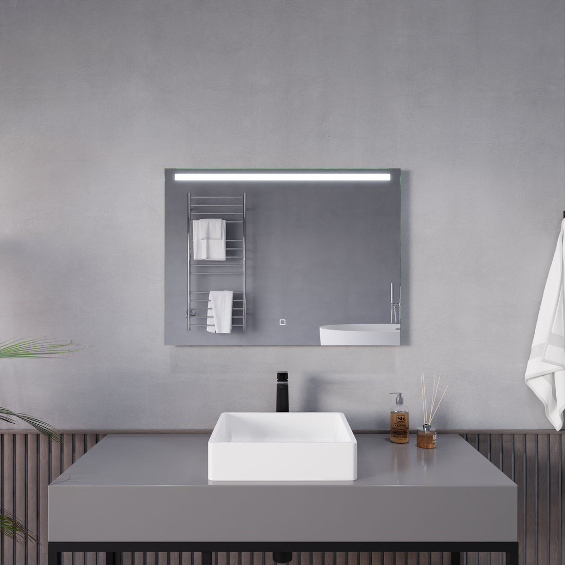 ANZZI 24-in. x 32-in. LED Front/ Bottom Lighting Bathroom Mirror with Defogger