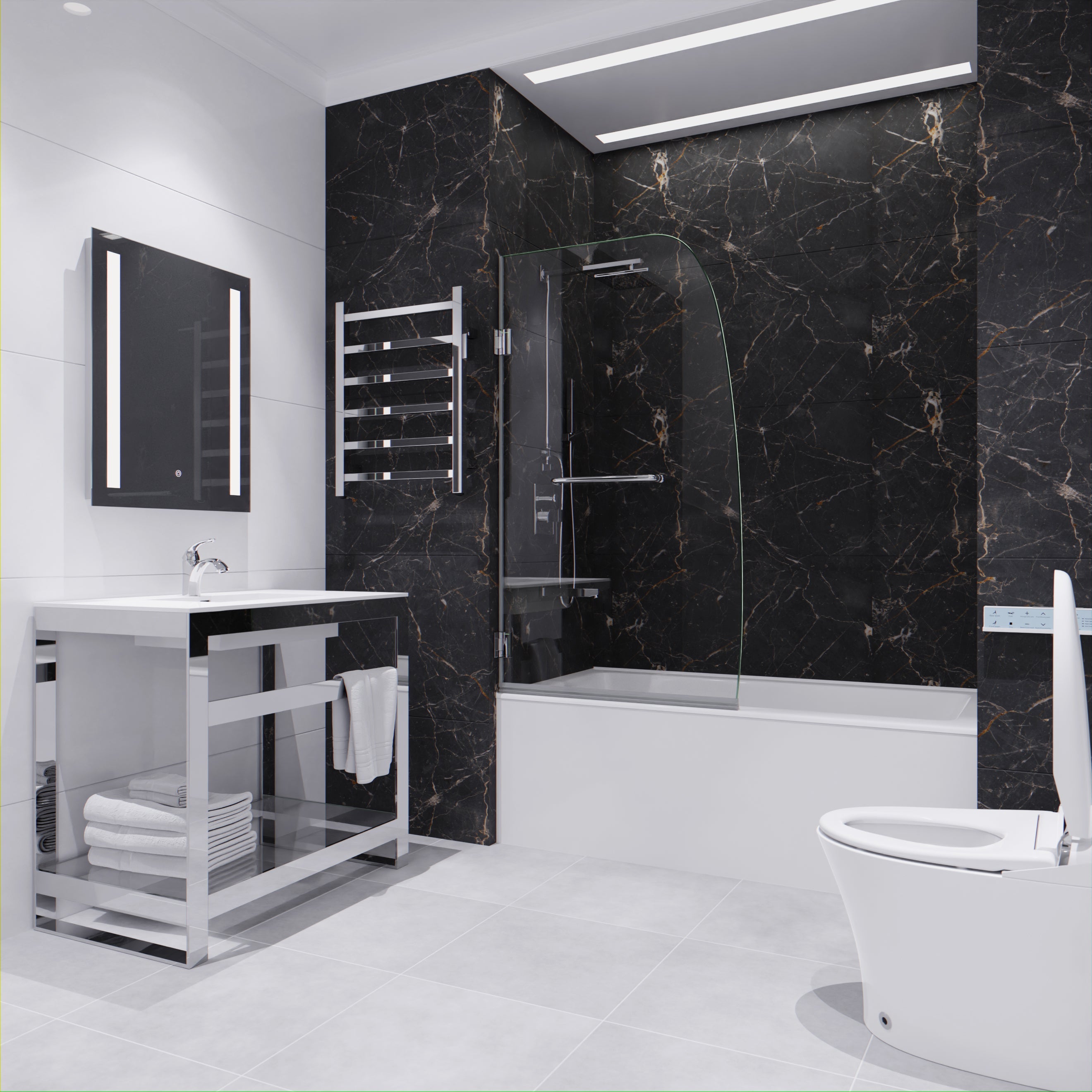 Grand Series 34 in. by 58 in. Frameless Hinged Tub Door