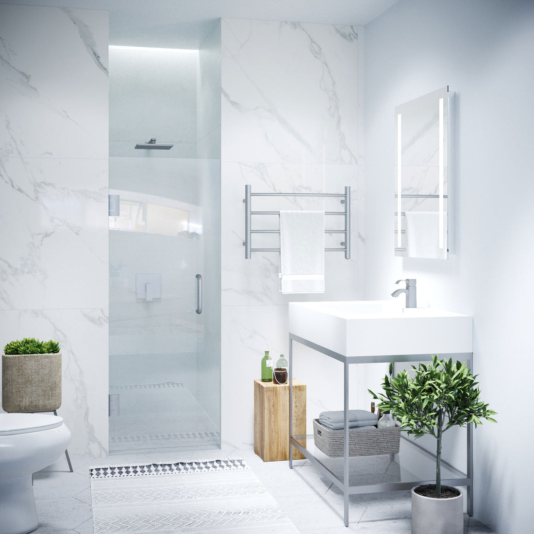 Passion Series 24 in. by 72 in. Frameless Hinged Shower Door with Handle
