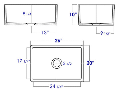 ALFI brand AB506-B Biscuit 26" Decorative Lip Apron Single Bowl Fireclay Farmhouse Kitchen Sink