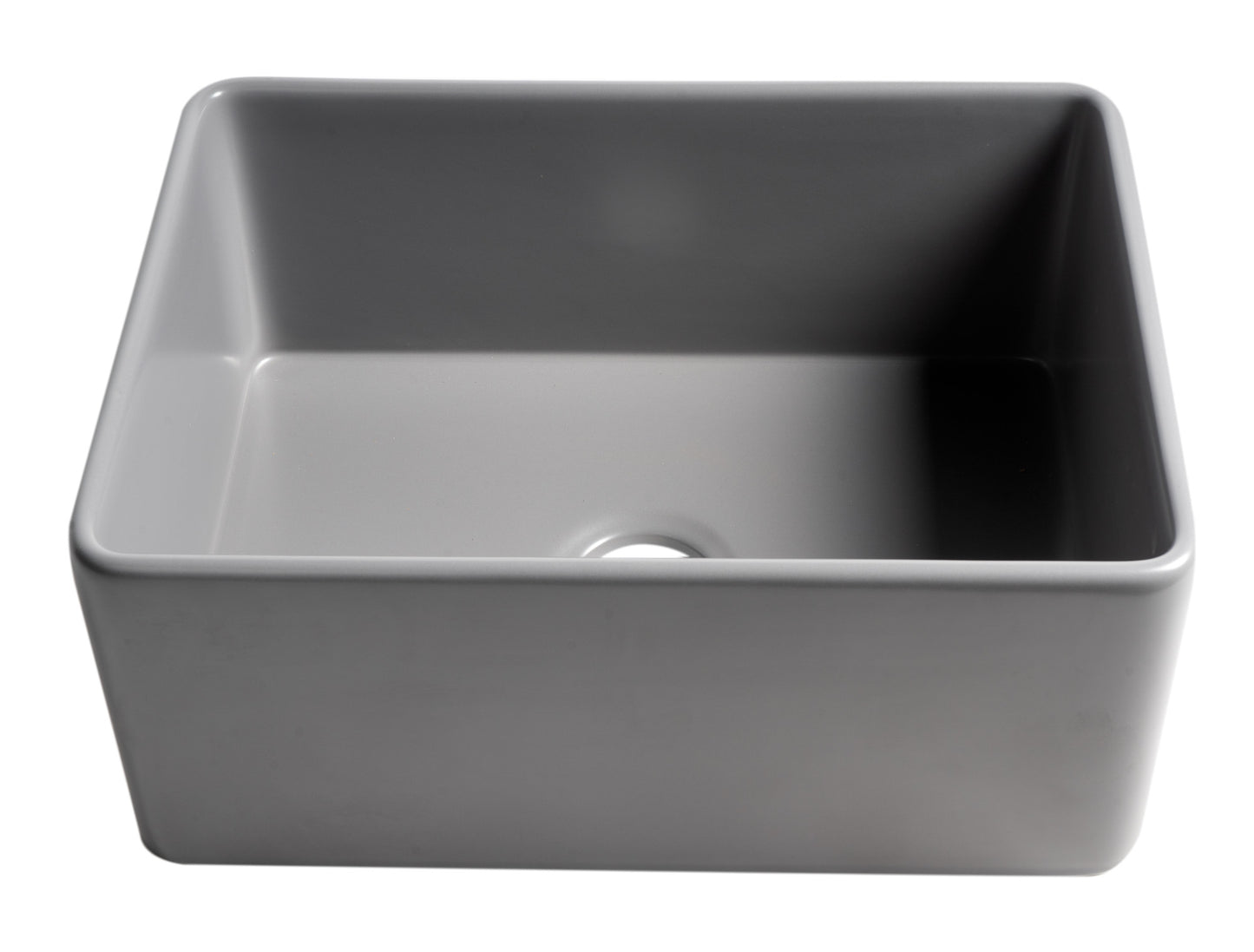 ALFI brand ABF2418-GM Gray Matte Smooth Apron 24" x 18" Single Bowl Fireclay Farm Sink