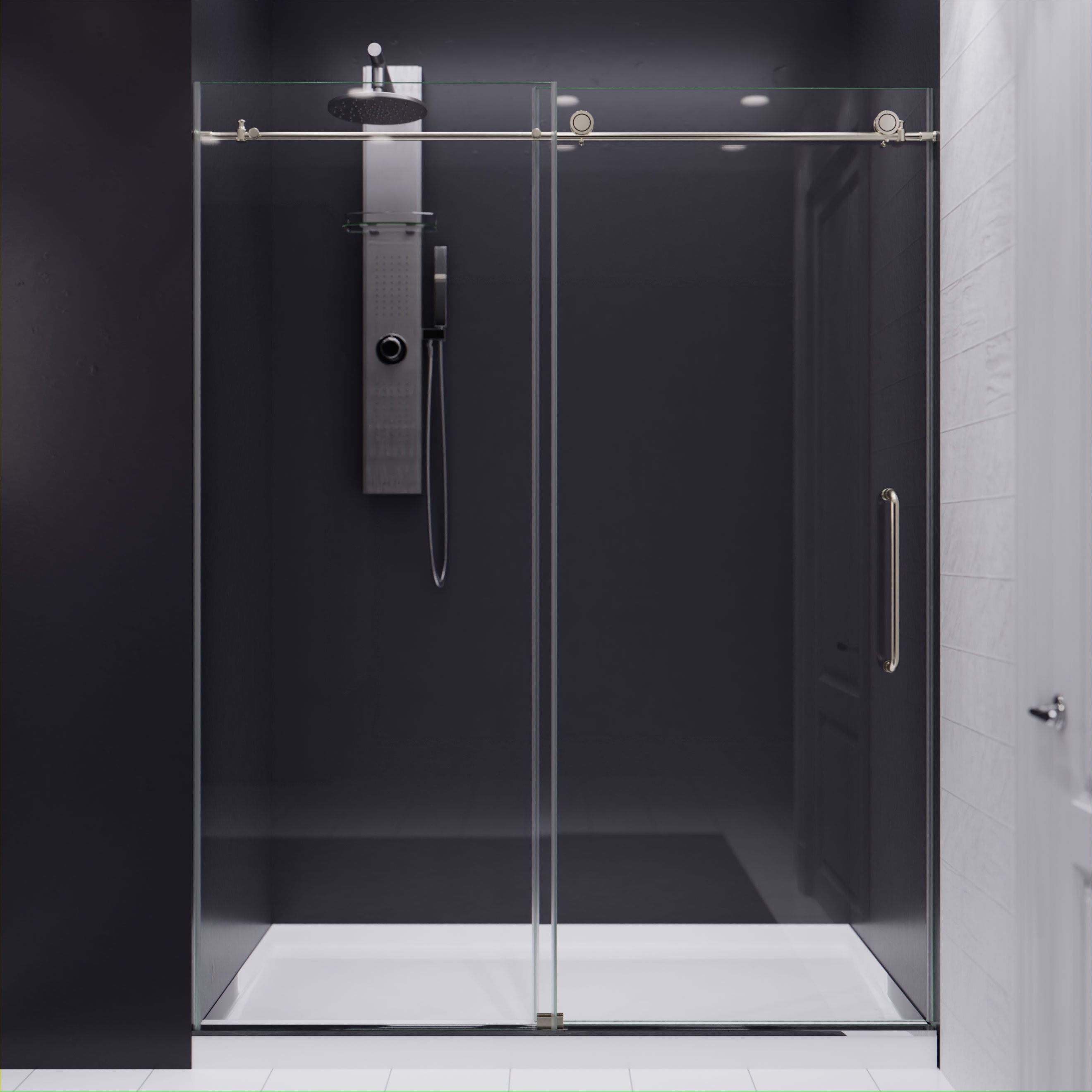 Madam Series 60 in. by 76 in. Frameless Sliding Shower Door with Handle
