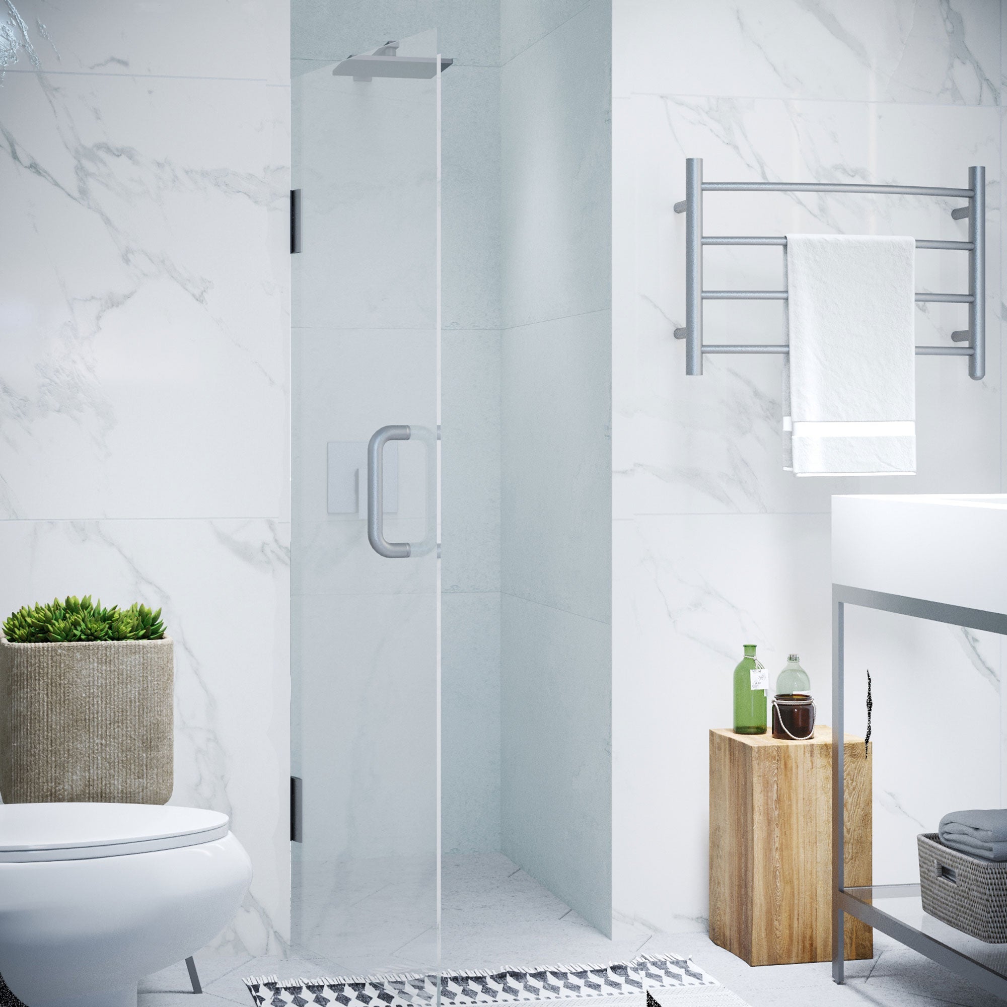Passion Series 30 in. by 72 in. Frameless Hinged Shower Door with Handle