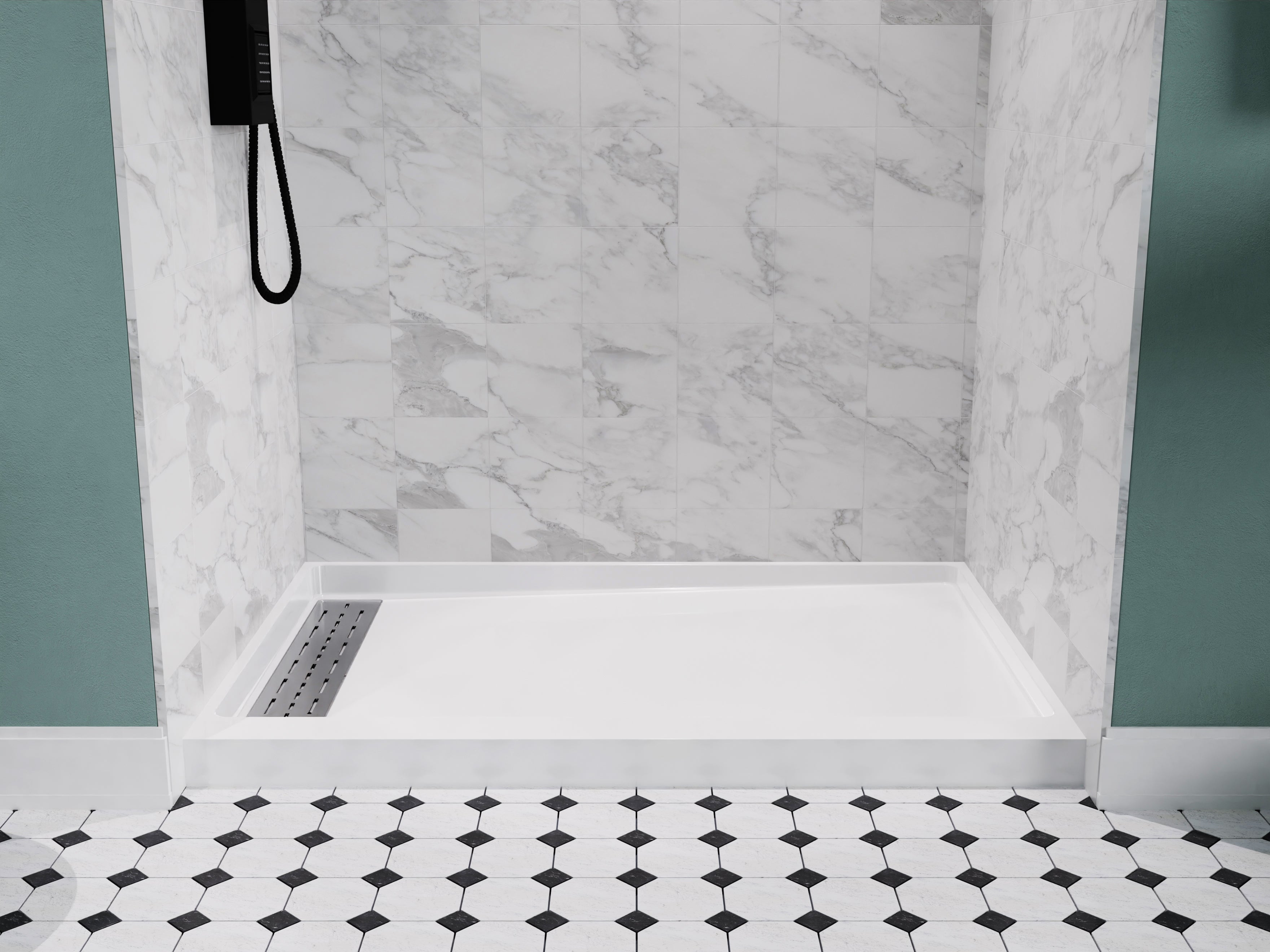 ALEXANDER 48 in. x 32 in. Center Drain Shower Base