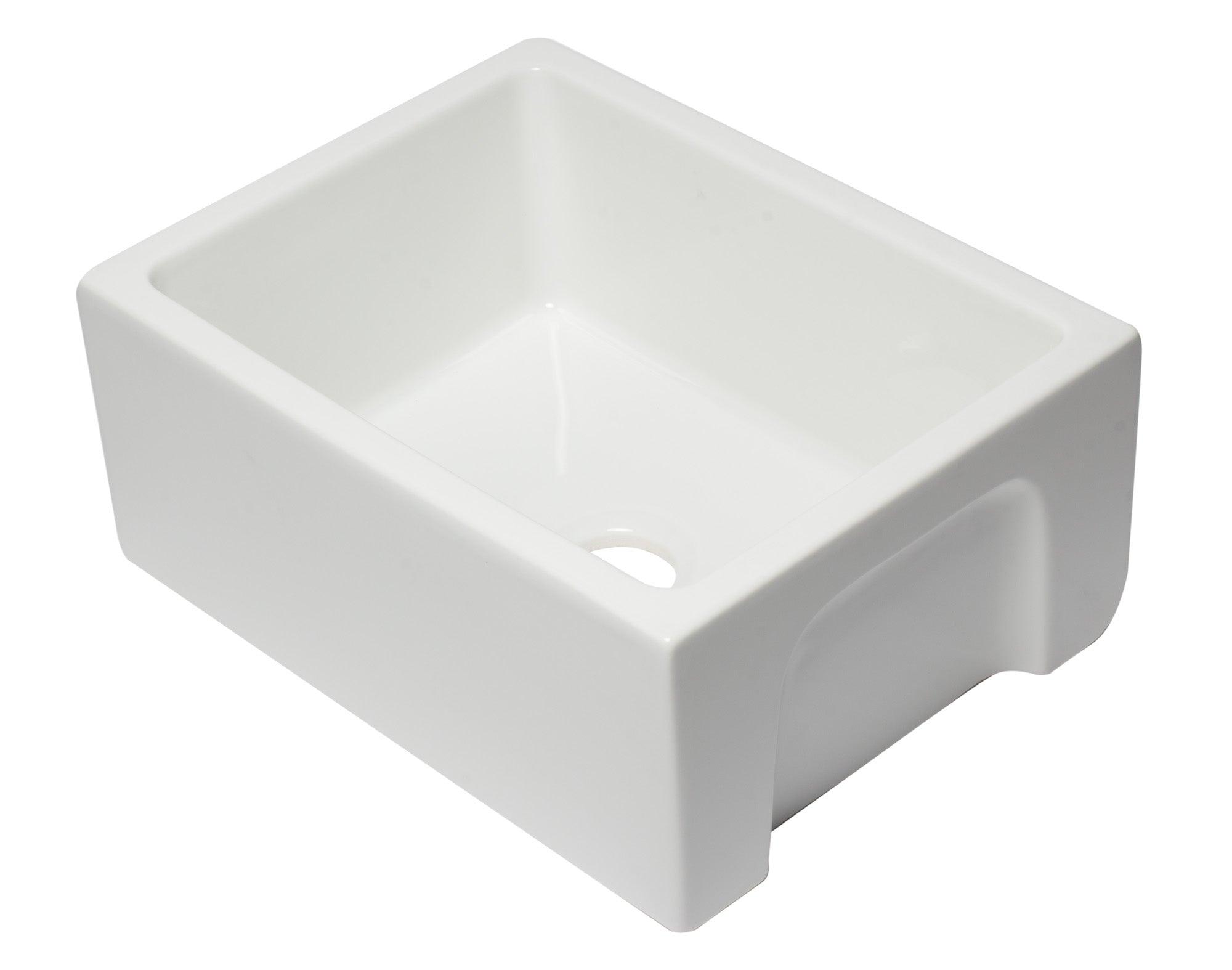ALFI brand AB2418HS-W 24 inch White Reversible Smooth / Fluted Single Bowl Fireclay Farm Sink
