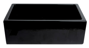 ALFI brand AB3018HS-BG 30" Black Gloss Reversible Smooth / Fluted Single Bowl Fireclay Farm Sink