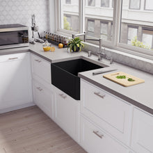 Load image into Gallery viewer, ALFI brand ABF2418-BM Black Matte Smooth Apron 24&quot; x 18&quot; Single Bowl Fireclay Farm Sink
