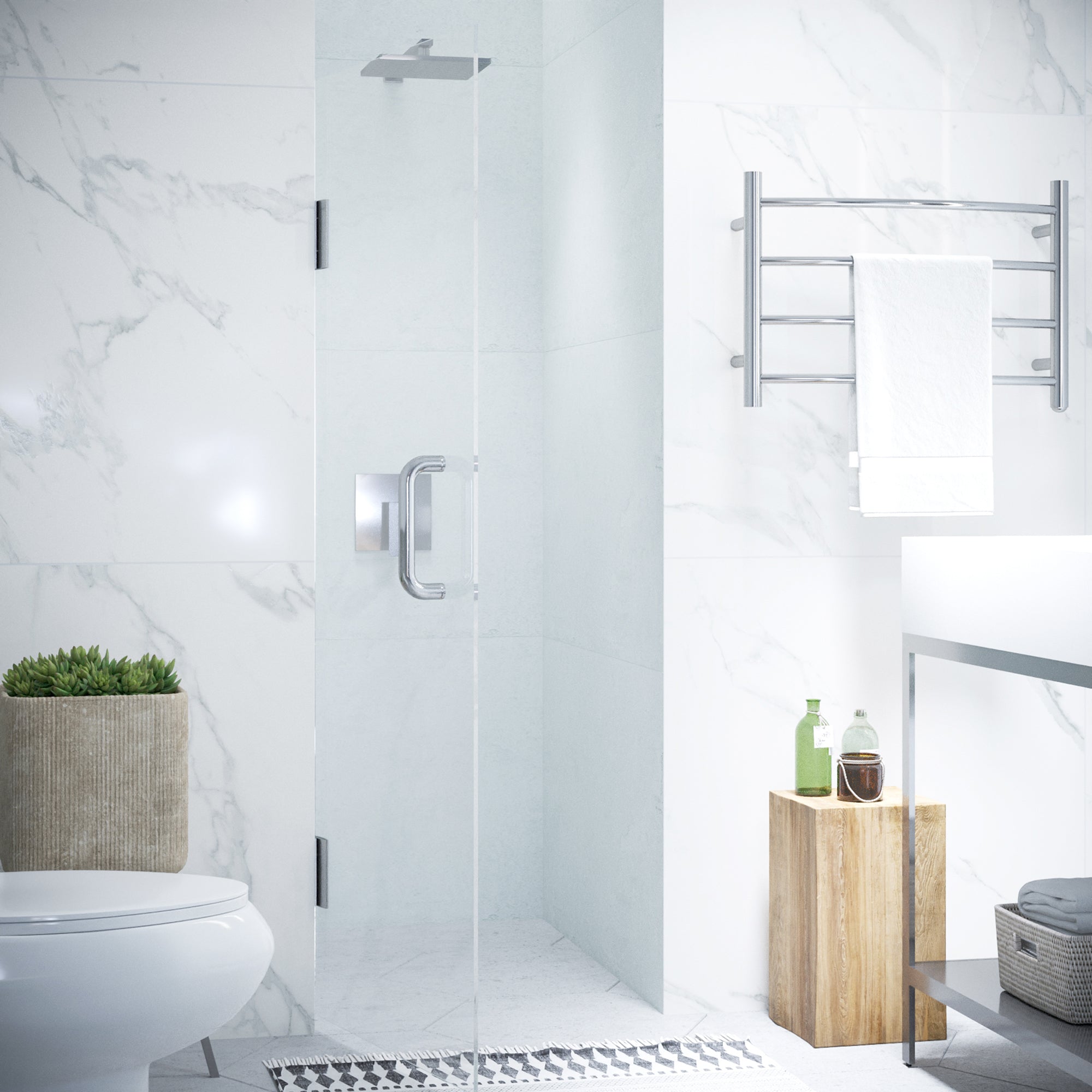 Passion Series 24 in. by 72 in. Frameless Hinged Shower Door with Handle