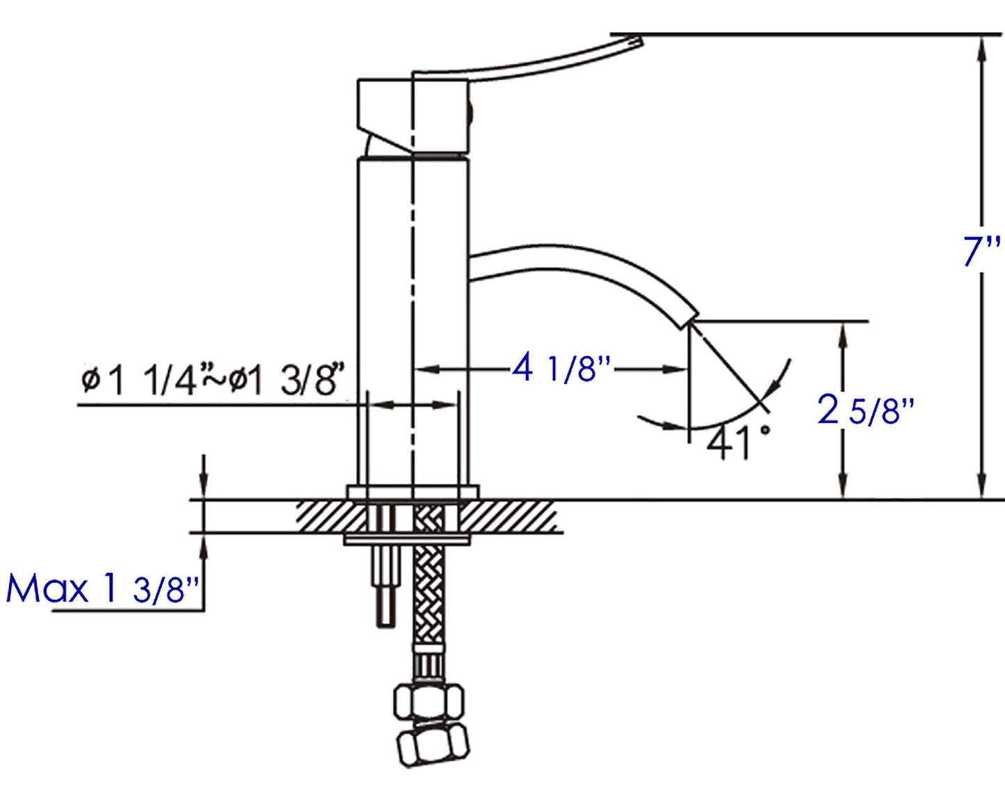 ALFI brand AB1258-PC Polished Chrome Square Body Curved Spout Single Lever Bathroom Faucet