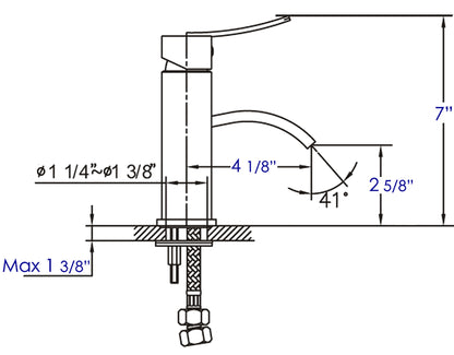 ALFI brand AB1258-BN Brushed Nickel Square Body Curved Spout Single Lever Bathroom Faucet