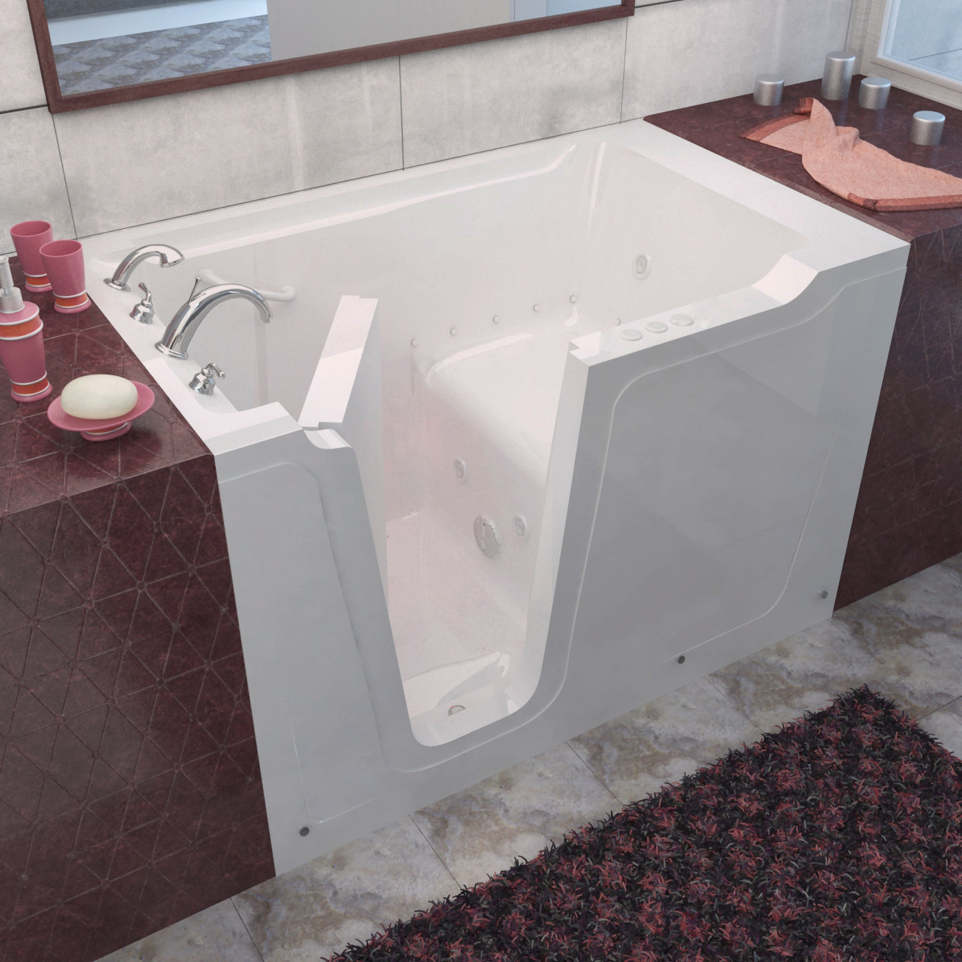 MediTub Walk-In 36 x 60 Left Drain Whirlpool & Air Jetted Walk-In Bathtub 3660LWD