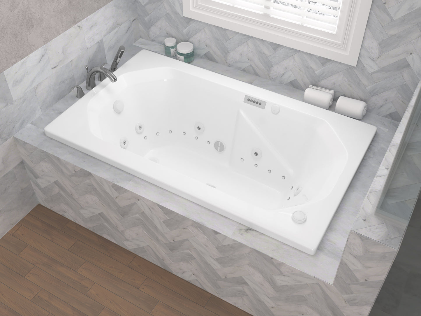 Atlantis Whirlpools Mirage Deluxe Series 35.875 x 59.625in. Air and Whirlpool Jetted Bathtub in White