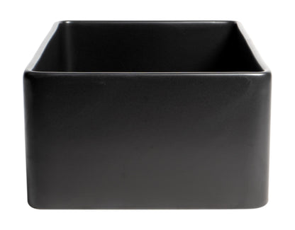 ALFI brand ABF3018-BM Black Matte Smooth Apron 30" x 18" Single Bowl Fireclay Farm Sink