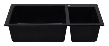 ALFI brand AB3319DI-BLA Black 34" Double Bowl Drop In Granite Composite Kitchen Sink