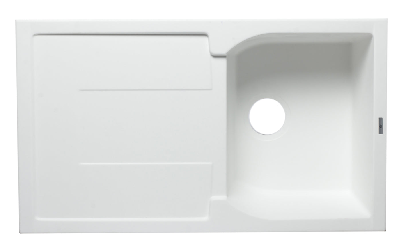 ALFI brand AB1620DI-W White 34" Single Bowl Granite Composite Kitchen Sink with Drainboard