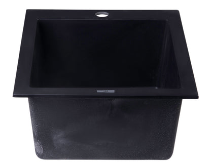 ALFI brand AB1720DI-BLA Black 17" Drop-In Rectangular Granite Composite Kitchen Prep Sink