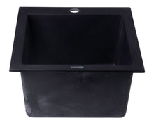 Load image into Gallery viewer, ALFI brand AB1720DI-BLA Black 17&quot; Drop-In Rectangular Granite Composite Kitchen Prep Sink