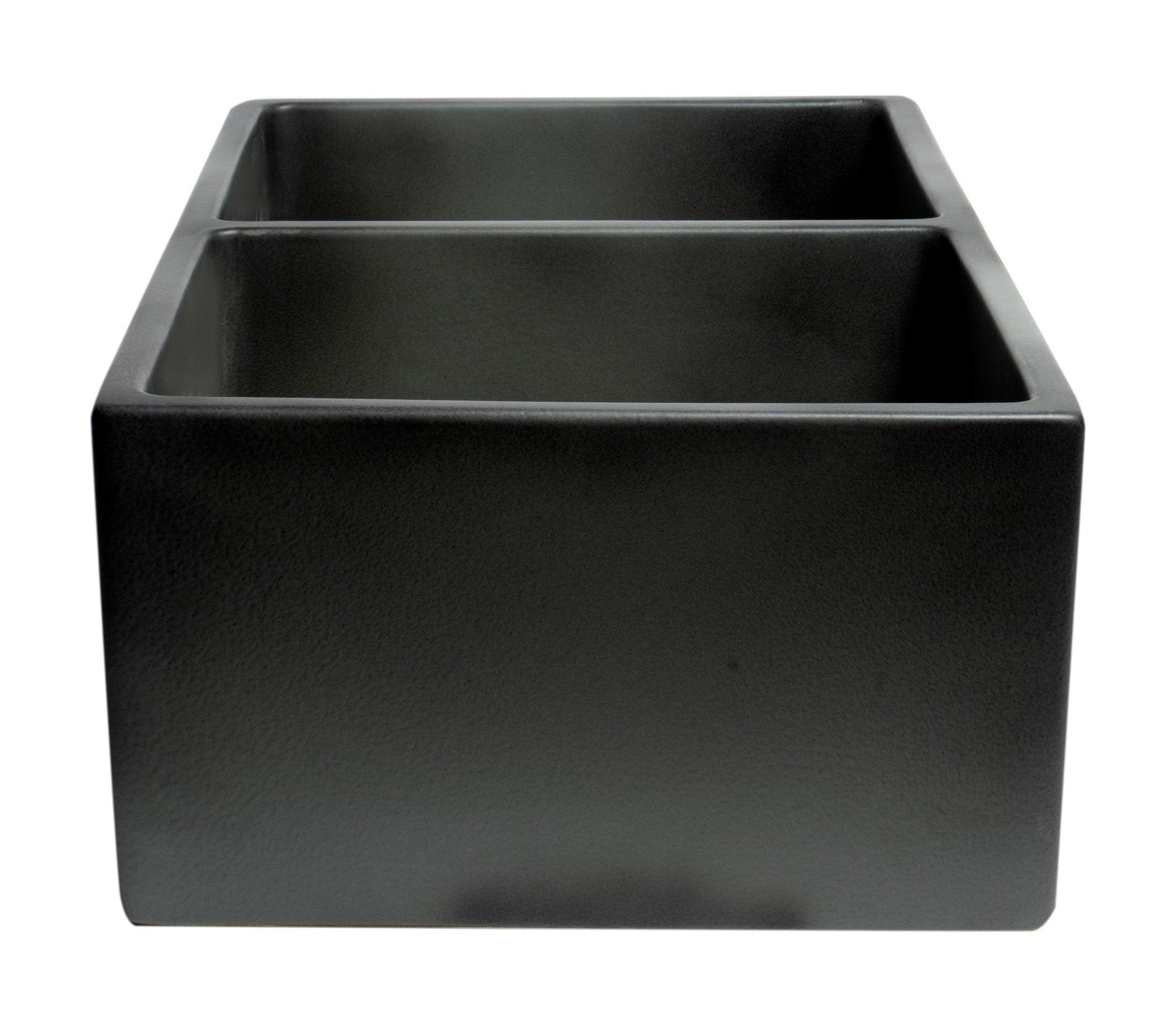 ALFI brand ABCO3318DB Concrete Color 33 inch Reversible Double Fireclay Farmhouse Kitchen Sink