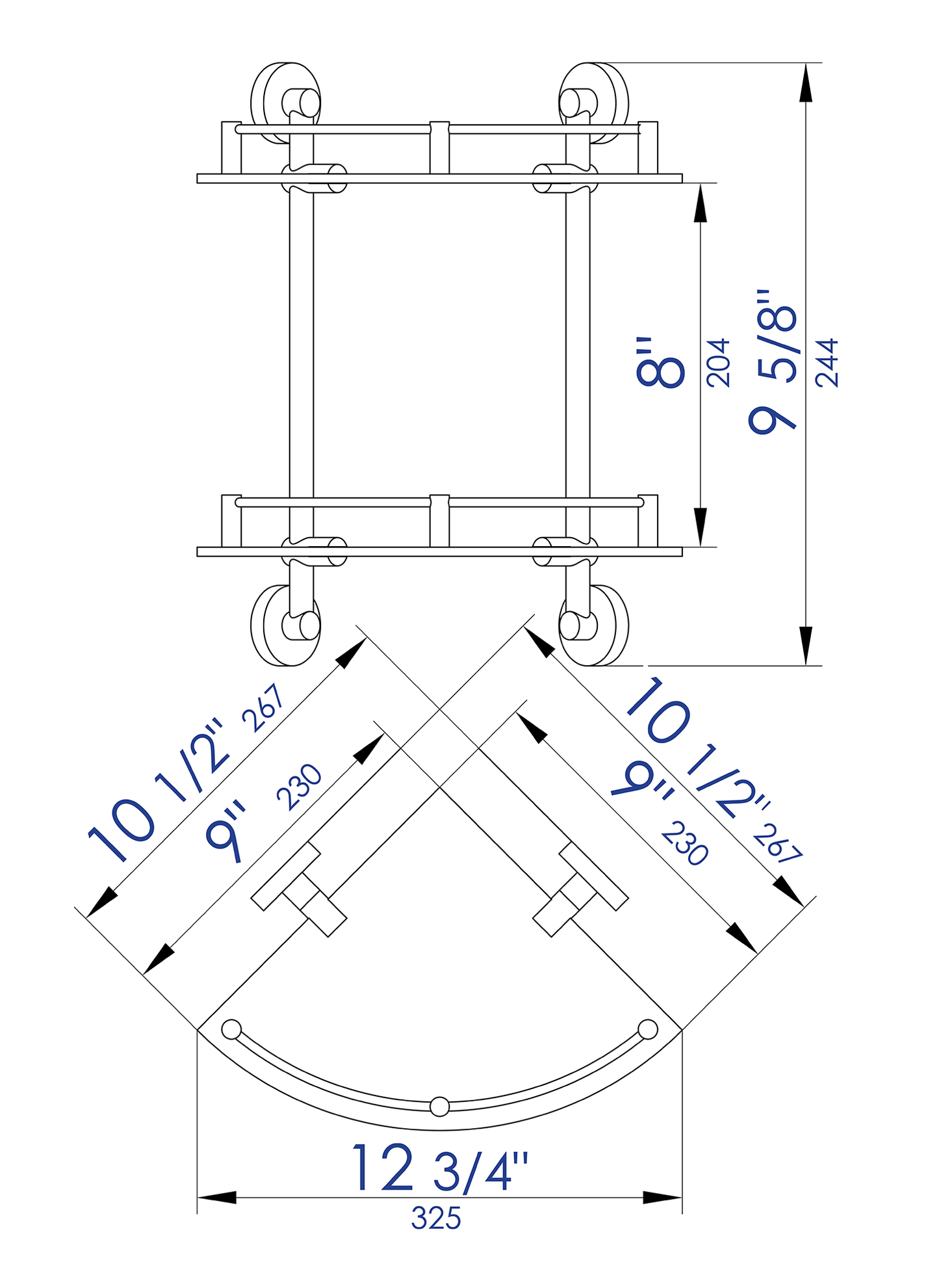 ALFI brand AB9548 Polished Chrome Corner Mounted Double Glass Shower Shelf Bathroom Accessory