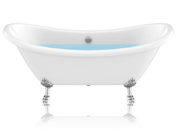 69.29” Belissima Double Slipper Acrylic Claw Foot Tub in White